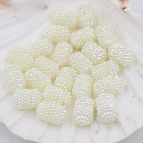 New 12*18mm 30pcs/14*22mm 20pcs Cylinder Bayberry Ball Ivory Imitation Pearl Beads Round Beads Fit Europe Beads Jewelry Making