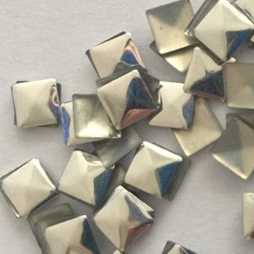 New 1440PCS/10gross 4*4mm Silver Hotfix Studs Aluminum Square Pyramid Flat Back Iron on Rhinestuds FlatBack DIY Heat Transfer