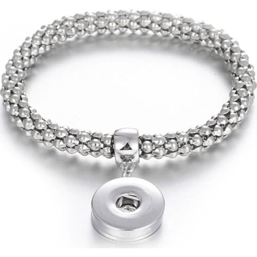 New Gold Silver plated Snap Bracelet For Women Fit DIY 18mm Snap Jewelry Elastic Snap Buttons Bracelet Jewelry