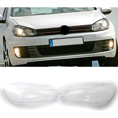 Fit For VW Golf 6 MK6 2010-2014 Plastic Headlight Clear Lenses Cover Shell Pair