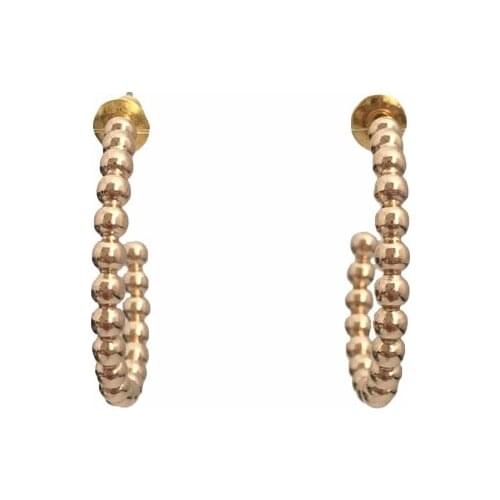 CASUAL WOMEN EARRING GOLD RHODIUM COLOR PLATING BALL SHAPE HOOP EARRING FOR WOMEN GIRL