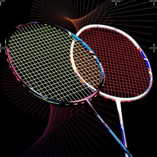 The All Full Carbon Fiber Strung Badminton Rackets 6U 72G Tension 22-30LBS Training Racquet Speed With Box For Adult