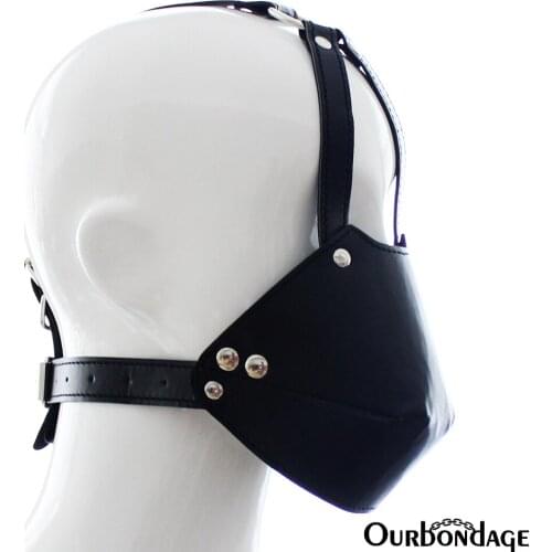 Ourbondage PU Leather Strap Pig Muzzle Rubber Gag Head Harness Strap Bondage Restraints Mask Sex Toys For Men Women Couples