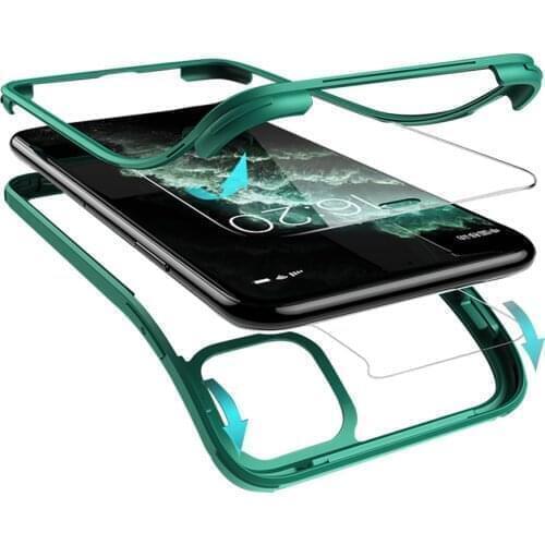 Luxury 360 Full Protection Phone Cover For iPhone XR XS Max X 11 Pro Max Dual-layer ruggled Built-in screen protector Glass Case