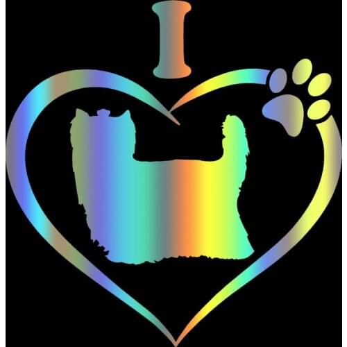 S51580 Various Sizes/Colors Car Stickers Vinyl Decal I Love My Yorkshire Terrier (Long Hair) Dog Animal Motorcycle Decorative