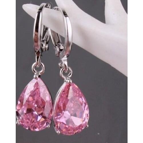 Fashion Women Jewelry Drop Zircon Hoop Dangle Earrings for Wedding Engagement Party Set Gifts