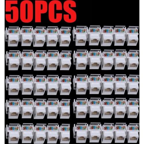 50pcs Tool-free CAT5E UTP network module RJ45 connector Information socket Computer Outlet cable adapter Keystone Jack FOR AMP