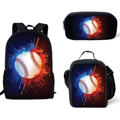 School Bags for Kids 3D baseball Printing Custom pattern Schoolbag Children 3pcs/set School Backpack Teenager Boys Large Bags