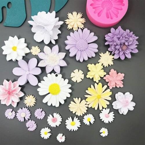 Daisy Flower Silicone Mold Chocolate Fondant Cake Decoration Baking Tools Flower Mold DIY Epoxy Plaster Wax Tablets