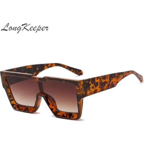LongKeeper Concave Sunglasses Women Vintage Square Summer Eyewear Ladies Black Leopard Sun Glasses Oculos Feminino UV400