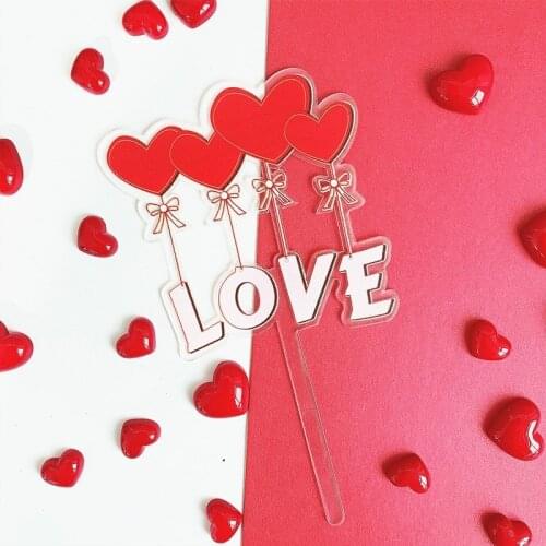 1pc LOVE Heart Cake Toppers Kids Happy Birthday Gold Cupcake Topper Wedding Valentines Day Party Baby Shower Decor