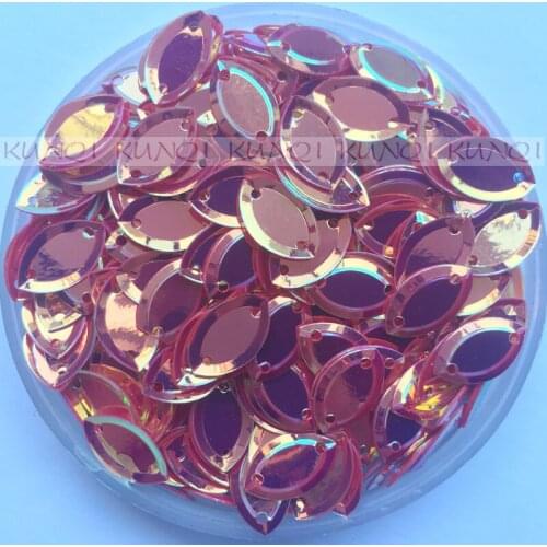 1500pcs 6*13mm wholesale Loose Oval Sequins Paillettes Crafts Sewing Shoes,Clothes,Hat Diy, Garment Accessories Golden Red