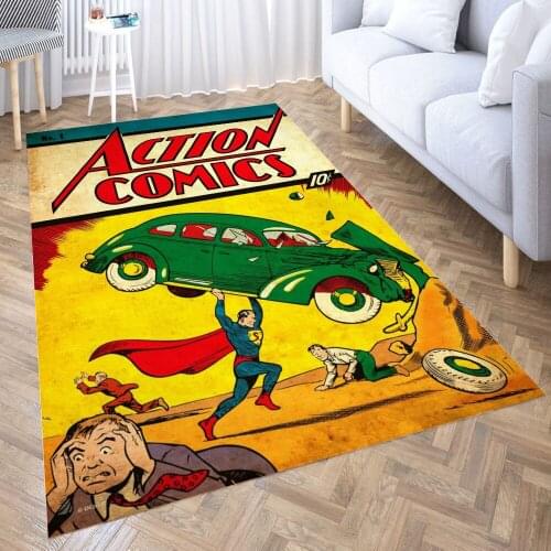 Action Com-ics Su-pe-rm-an by Joe Shuster Rugs Non-Slip Floor Mat Doormats Carpet Bedroom Entrance DoorMat Kitchen Rugs Yoga Mat