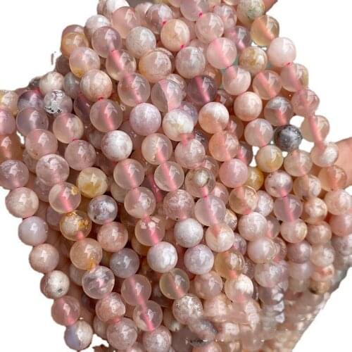 Cherry blossom agate round 6/8/10mm for DIY jewelry making loose beads FPPJ wholesale beads nature gem stone