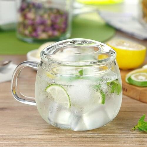 Free shipping 201-300ml glass round tea mug , heat-resisting glass with infuser and lid mugs