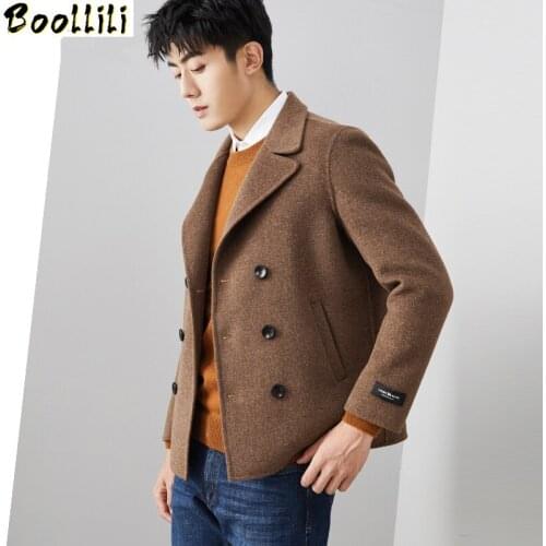 Boollili 100% Wool Coat 2020 Autumn Winter Jacket Men Double-side Woolen Coats Fashion Mens Short Overcoat