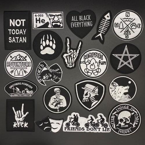 Black and white Clothe Embroidery Patch Applique Ironing Clothing Sewing Supplies Decorative Badges Patches For Clothing