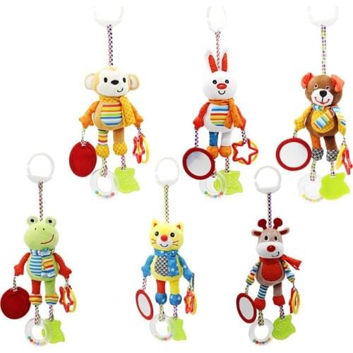 Cartoon baby toy bed baby stroller bell early education baby toy bell bell doll pendant newborn hanging rattle carriage gift