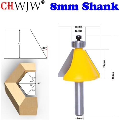 CHWJW 1PC 8mm SHank 30 Degree Chamfer & Bevel Edging Router Bit woodworking cutter woodworking bits