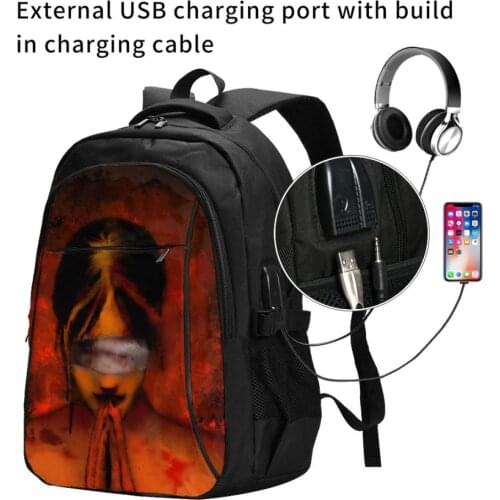 Artistic Gothic USB Interface backpack Cartoon Anime School Bags Boys Rucksack Girls Knapsack Men Women Travel Bag