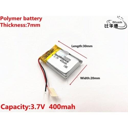Liter energy battery 3.7V lithium polymer battery 702030 400mAh universal recording pen recorder MP3 navigator