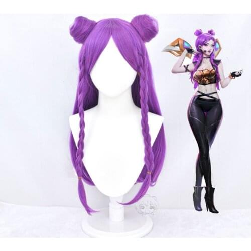 LOL League of Legends KDA New Skin Ahri Kda Akali Rogue Assassin Evelynn Kaisa Cosplay Costume Wigs Synthetic Hair + Wig Cap