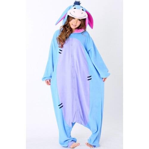 Fashion Women Men Character Donkey Pijamas Onesies Full Sleeve Hooded Fleece Pyjamas Sets Cartoon Cosplay Costumes Funny Pajamas