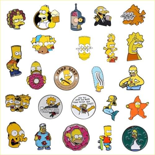 Cartoon Fun Anime Character Happy Family Enamel Brooch Round Alloy Badge Cowboy Clothes Bag Pin Cute Jewelry Gift Kid