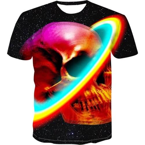 3D printing t-shirt 2020 popular creative skull personality color mens trend versatile short sleeve 3D T-shirt handsome s-6xl