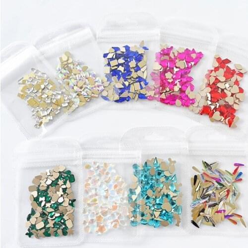 Irregular Flower Square Ellipse Diamond Nail Rhinestones AB Glass Flatback Horse Eye Stone Artificial Crystal Menicure 100PCS 1