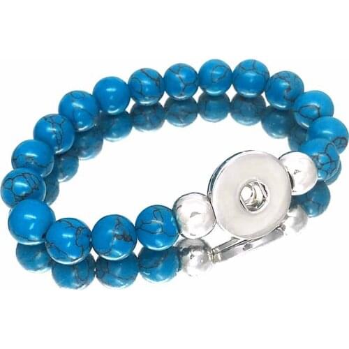 New Arrival 030 Interchangeable Jewelry Candy Colors Expandable Bead Stretch Glass Bead Bracelet Fit 18mm Snap Button Women Gift