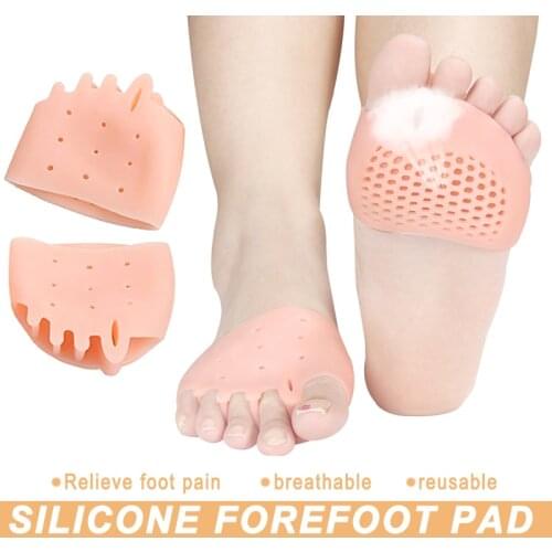 1pair=2pcs Hallux valgus Orthotics Silicone Forefoot Pad Foot Reusable Pain Relief Breathable for Women Men Tool Orthopedic pad