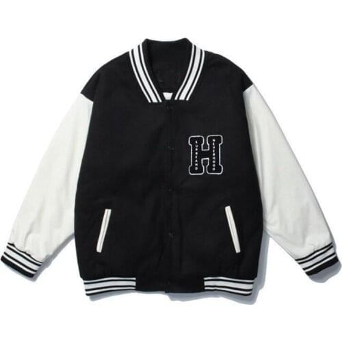 Autumn 2021 New Baseball Jacket Fashion Streetwear Embroidered Varsity Jacket Women Uniform Patchwork Sleeve Coat Oversized Tops