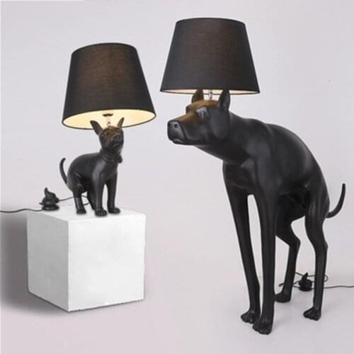 Postmodern minimalist Black Abajur Dog LED table Desk Lamp light Fixture Bedroom Ac90-260v resin standing reading lamp home