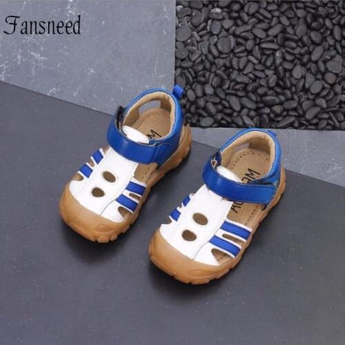 2019 summer new genuine leather children sandals boys beef tendon soft bottom sandals girls baby casual head wrapped beach shoes