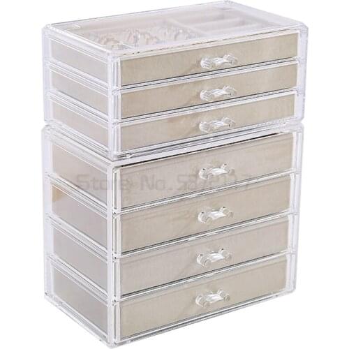 Jewelry box hand jewelry storage box Earrings Necklace flannelette box dormitory finishing box storage tray