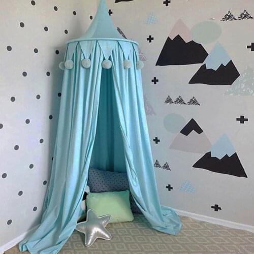 Nordic Kid Baby Bed Canopy Round Pompom Dome Hanging Mosquito Net Play Tent Bedroom Decor bed canopy москитная сетка