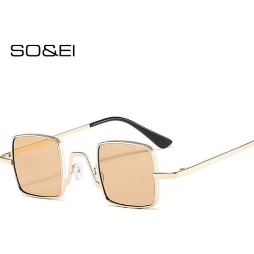 SO&EI Vintage Small Square Women Sunglasses Brand Designer Candy Colors Clear Mirror Lens Eyewear Fashion Men Sun Glasses UV400