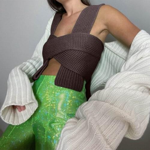 DIY Style Ever-Changing Straps Crop Top 2021 Sweater Sleeveless Tie Strappy Backless Knitted Tank Vest Top Sexy Fashion корсет