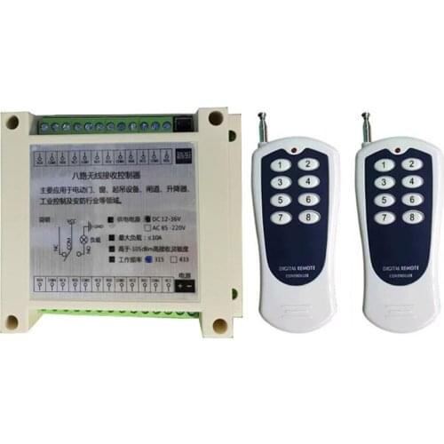 1000m universal DC 12V 24V 36V 48V 10A 8CH 10A relay RF Wireless radio Remote Control 433 mhz or 315mhz Industrial/agricultural