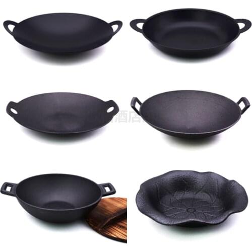 Thickened cast iron double ears dry pot Japanese commercial solid alcohol stove household chafing dish tin old stew hot pot