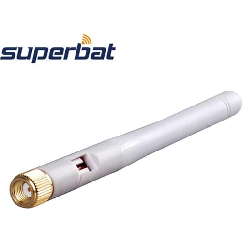 Superbat 2pcs 2.4GHz 3dB Omnidirectional WiFi Antenna RP-SMA Plug Connector 109mm for Wireless Router Rubber Duck Aerial Booster