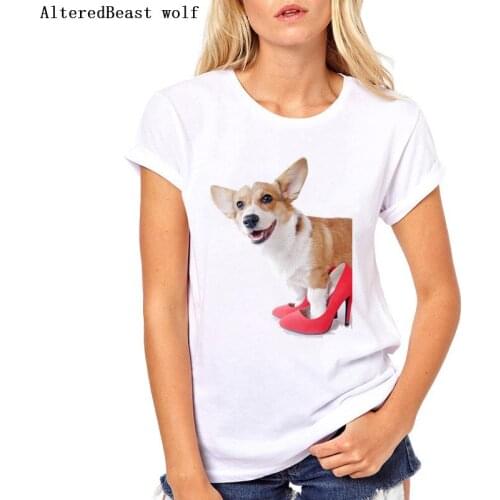 White funny T shirt Women Clothes 2019 Summer Tops Corgi Cuties Printed O-neck T-Shirt dog design Femme Camiseta Mujer Tumblr