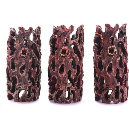 1PC Aquarium Supplies Accessories Simulation Resin Tree Hole Shrimp Driftwood Ornaments DIY Home Fish Tank Decoration
