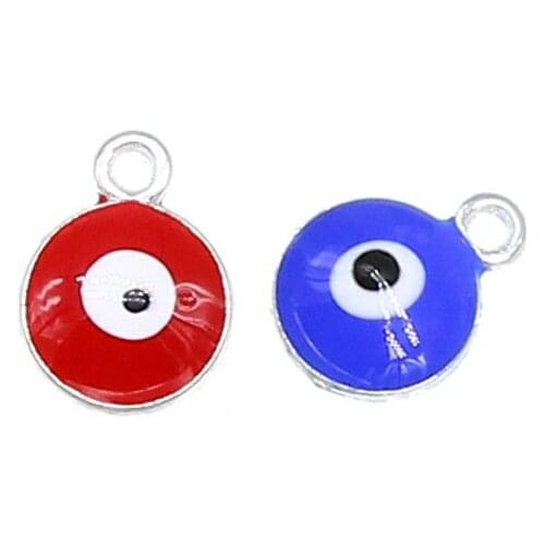 10pcs Gold Evil Eye Spacer Beads Pendant Round Enamel side Evil Eye Pattern10*13*5mm