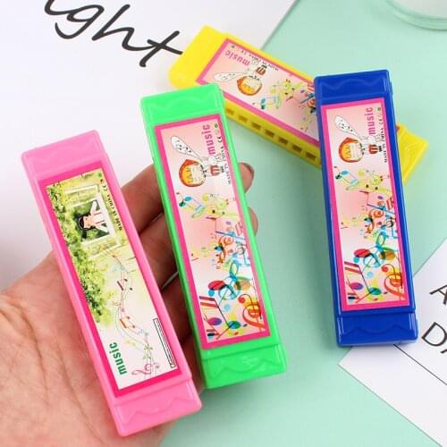 10 Pcs/set Cute 10 Holes Children Harmonica Plastic Double Row Blowable Harmonica Beginner Kids Musical Toys Party Favors