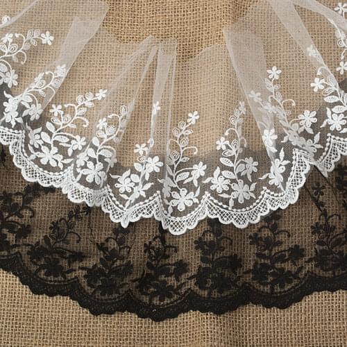 10yards/lot 15cm White Cotton Lace Flower Embroidered Lace Trim Chemica Lace Fabric Braid Applique Crafts Doll DIY