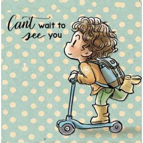 10x10 Boy playing scooter Transparent Clear Stamps Silicone Seals for DIY scrapbooking photo album Card Making