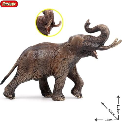 18*4.5*11.5CM Children solid simulation wild animal world elephant model toy African male elephant zoo elephant model decoration