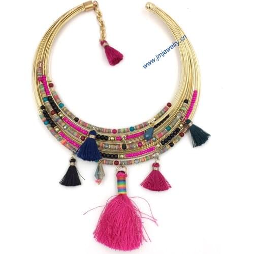2015Handmade Luxury ethnic necklace Bohemia collier Multistrand statement Necklace sea beach summer style tassel charms necklace